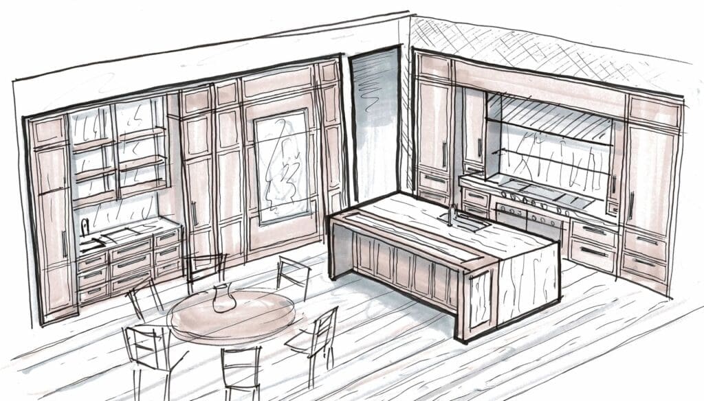 animated design of kitchen area