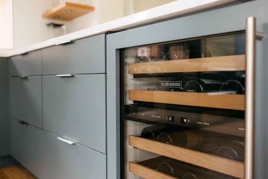 modern drawers with wine